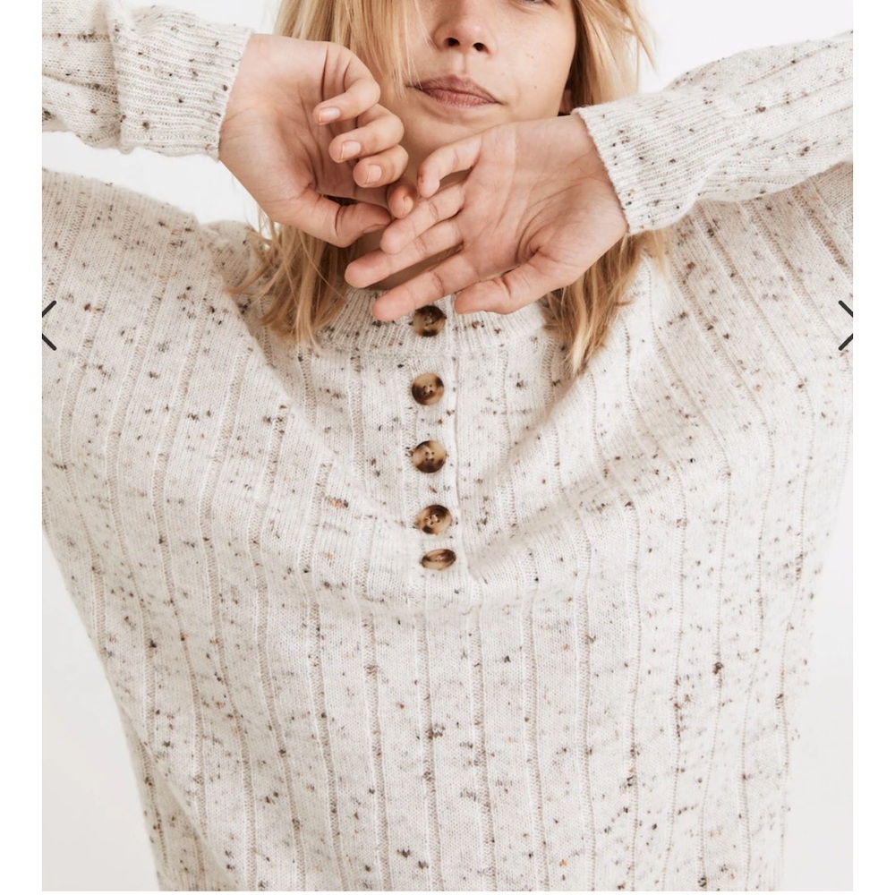 Donegal Bowden Henley Sweater in Coziest Yarn xs